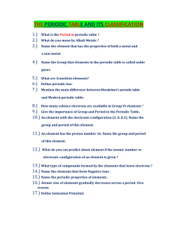 THE PERIODIC TABLE AND ITS CLASSIFICATION