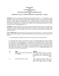 Amendment to Norway-IDB Letter Agreement