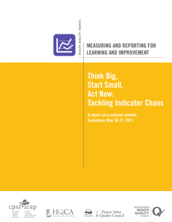 Think Big, Start Small, Act Now - Saskatchewan Health Quality Council
