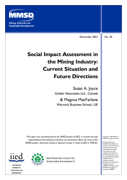 Social Impact Assessment in the Mining Industry