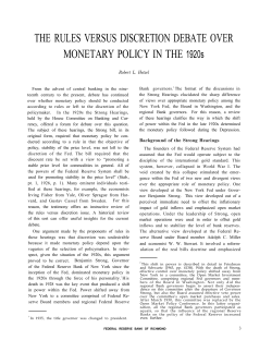 The Rules versus Discretion Debate over Monetary Policy in the 1920s