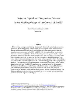 Network Capital and Cooperation Patterns In the Working Groups of