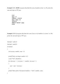Example 5.13: BASIC program that finds the sum of numbers from 1