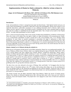 Implementation of Hudud (or limits ordained by Allah for serious