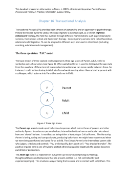 Chapter 16 Transactional Analysis P Parent A Adult C Child