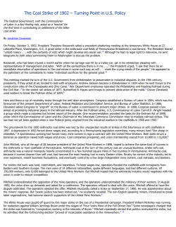 The Coal Strike of 1902 &ndash; Turning Point in U.S. Policy