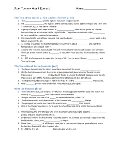 The Top of the World p. 724 and Mt. Everest p. 742 The Sensational
