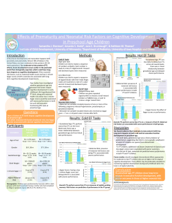 Effects of Prematurity and Neonatal Risk Factors on Cogni1ve