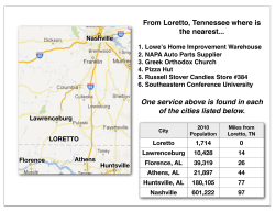 From Loretto, Tennessee where is the nearest... One service above