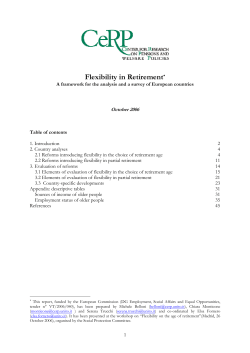 Flexibility in Retirement - CeRP &ndash; Center For Research on Pensions