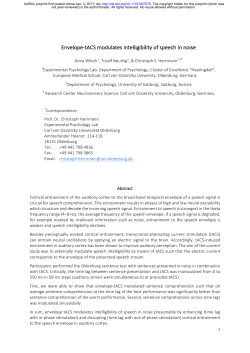 Envelope-tACS modulates intelligibility of speech in noise