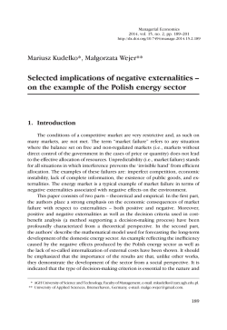 Selected implications of negative externalities &ndash; on the example of