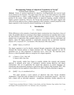 Decomposing Notions of Adjectival Transitivity in Navajo1 1
