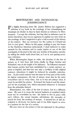 MONTESQUIEU AND SOCIOLOGICAL JURISPRUDENCE