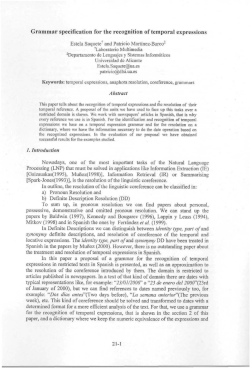 Grammar specification for the recognition of temporal