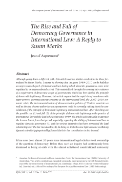 The Rise and Fall of Democracy Governance in International Law: A