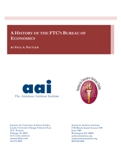 A History of the FTC`s Bureau of Economics