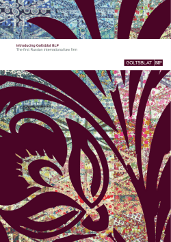 Introducing Goltsblat BLP The first Russian international law firm