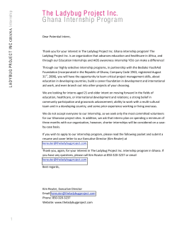 The Ladybug Project Inc. Ghana Internship Program