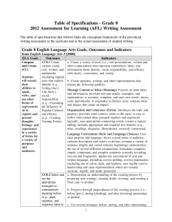 Tables of Specifications