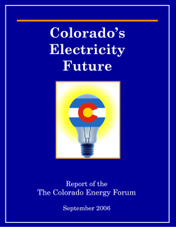 Colorado`s Electricity Future - Southwest Energy Efficiency Project