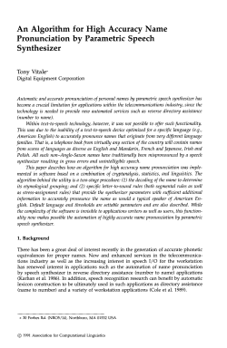 An Algorithm for High Accuracy Name Pronunciation by Parametric