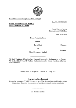 David Hunt -v- Times Newspapers Ltd