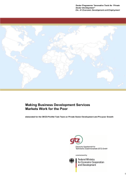 Making Business Development Services Markets Work for the Poor