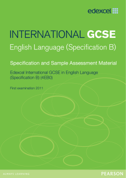 International GCSE English Language B Specification