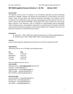 HK*4600 Applied Human Kinetics II [0.75] Winter 2017