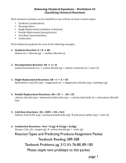 Reaction Types and Predicting Products Assignment