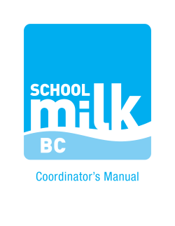 Coordinator`s Manual - BC Dairy Association