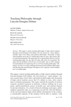 Teaching Philosophy through Lincoln-Douglas Debate