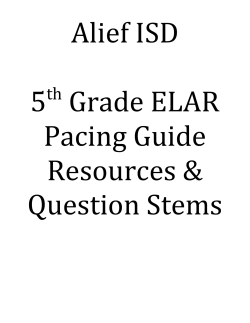 5th Grade ELAR PG Resources Question Stems