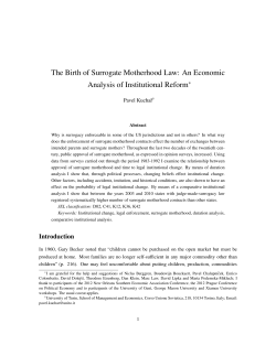 The Birth of Surrogate Motherhood Law: An Economic Analysis of