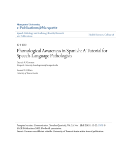 Phonological Awareness in Spanish: A tutorial for speech