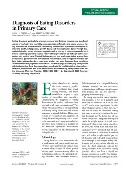 Diagnosis of Eating Disorders in Primary Care