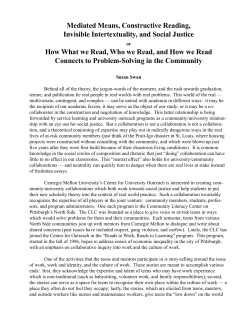 Mediated Means, Constructive Reading, Invisible Intertextuality, and