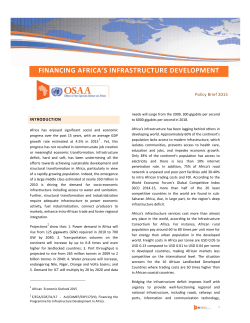 Financing Africa`s Infrastructure Development