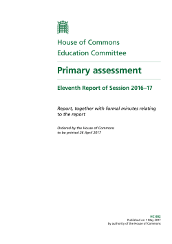 Primary assessment - Publications.parliament.uk