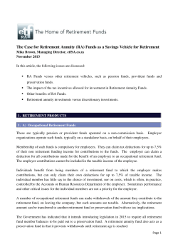 The Case for Retirement Annuity (RA) Funds as a Savings Vehicle