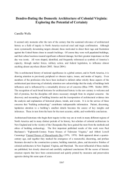 Dendro-Dating the Domestic Architecture of Colonial Virginia: