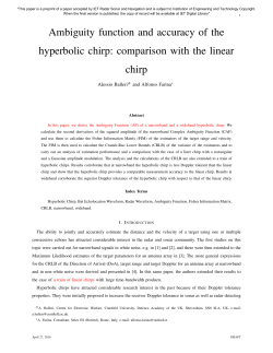 Ambiguity function and accuracy of the hyperbolic chirp: comparison
