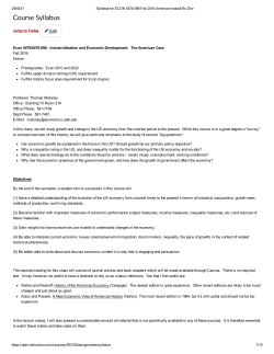 Course Syllabus - The University of Utah