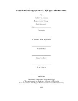 Evolution of Mating Systems in Sphagnum Peatmosses