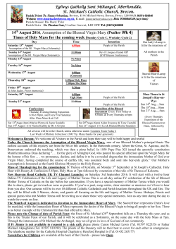 14 August 2016, Assumption of the Blessed Virgin Mary (Psalter Wk 4)