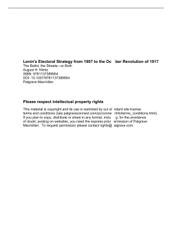 Lenin`s Electoral Strategy from 1907 to the October Revolution of 1917