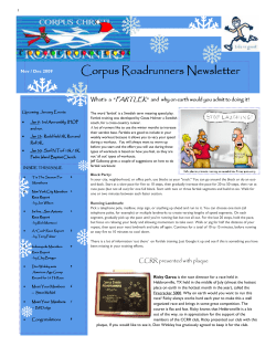 Corpus Roadrunners Newsletter Corpus Roadrunners Newsletter