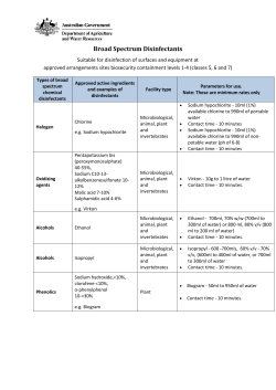 Broad Spectrum Disinfectants - Department of Agriculture and Water
