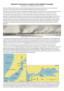Submarine Operations in Support of the Gallipoli Campaign